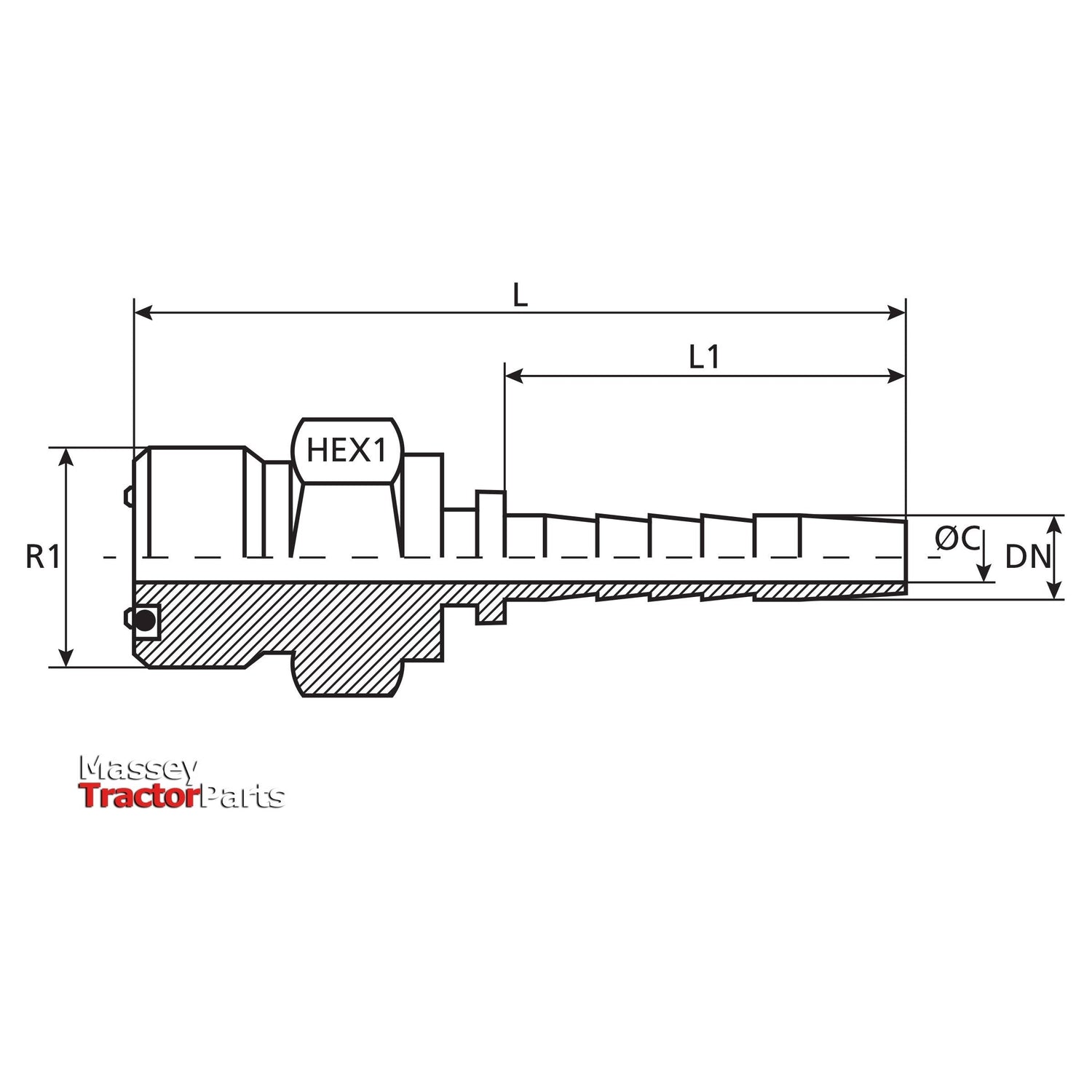 Dicsa Dicsa ORFS Hose Insert 1/2" x 1" Male Thread Straight - S.116992 - Farming Parts