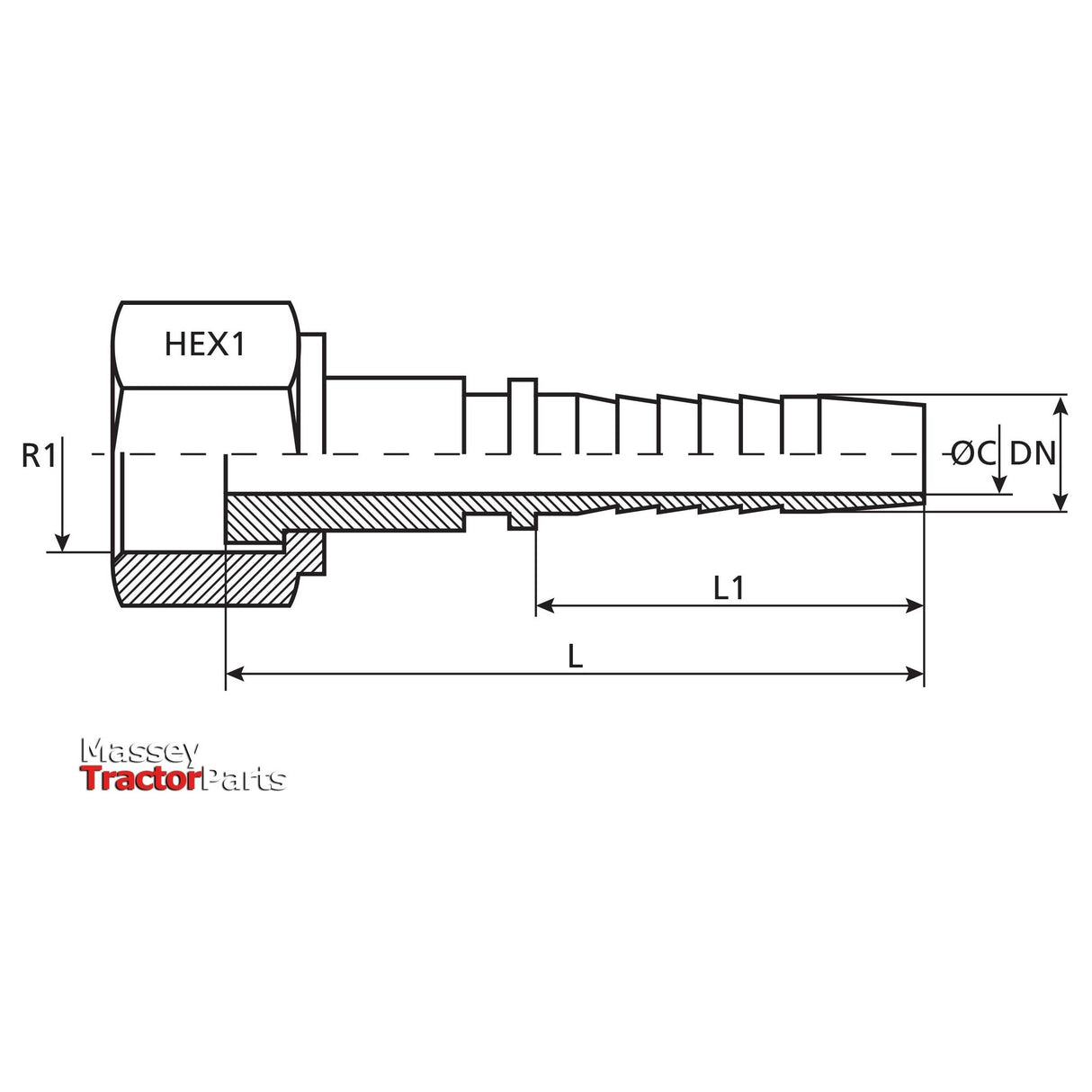 Dicsa Dicsa ORFS Hose Insert 5/8" x 1" Female Thread Straight Swivel - S.28736 - Farming Parts