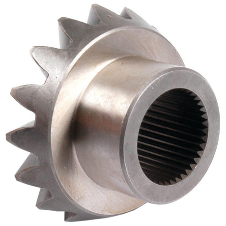 A Sparex Differential Gear (Sparex Part No. S.66268) with angled teeth and a central cylindrical hole featuring internal splines, perfect for Ford New Holland equipment.