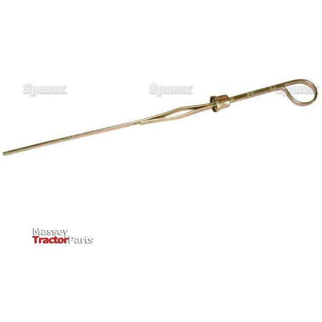 A dipstick with a curved handle and locking mechanism, designed for measuring fluid levels in machinery. The text reads "Massey Tractor Parts" and "Sparex." The dipstick measures 180mm, ensuring a secure fit for various applications. This product is identified by Sparex Part No. S.40528.