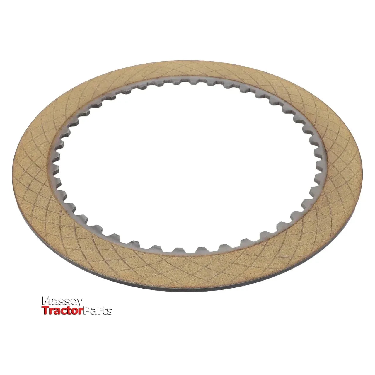 An image of a circular tractor part with a grooved inner edge and a textured surface, labeled "Massey Ferguson - Disc - 3583412m1 by AGCO" in the lower left corner.