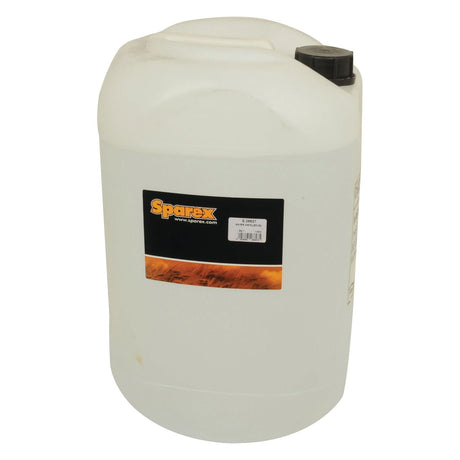 A large white plastic container with a black cap labeled "Distilled Water 25 ltr(s), Sparex Part No. S.26627, Brand Name: Sparex.