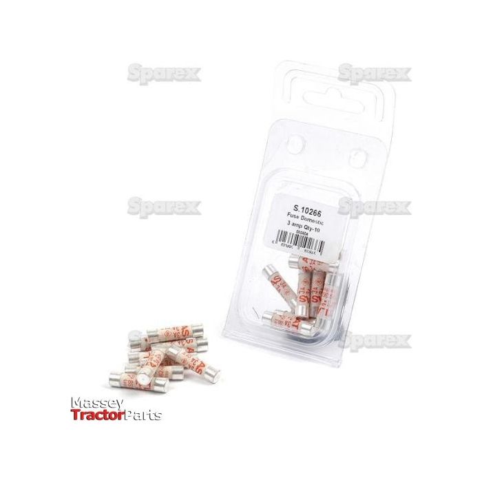 Domestic Fuse, 3 Amps, 240V, 10 pcs. Agripak
 - S.10266 - Farming Parts