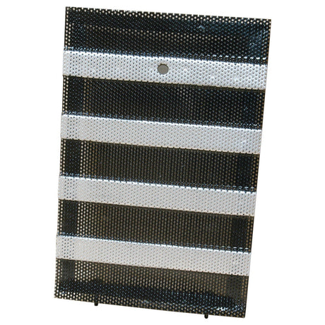 A document organizer inspired by the Door Grille with Sparex Part No. S.41210, featuring four horizontal metal mesh slots, a single round hole at the center top, and supported by a pair of small support legs, branded under Sparex.