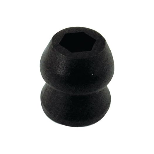 The Door Holder Male, Sparex Part No. S.18984, is a black, double-tapered rubber bumper featuring a hexagonal indentation on one end and is designed by Sparex.