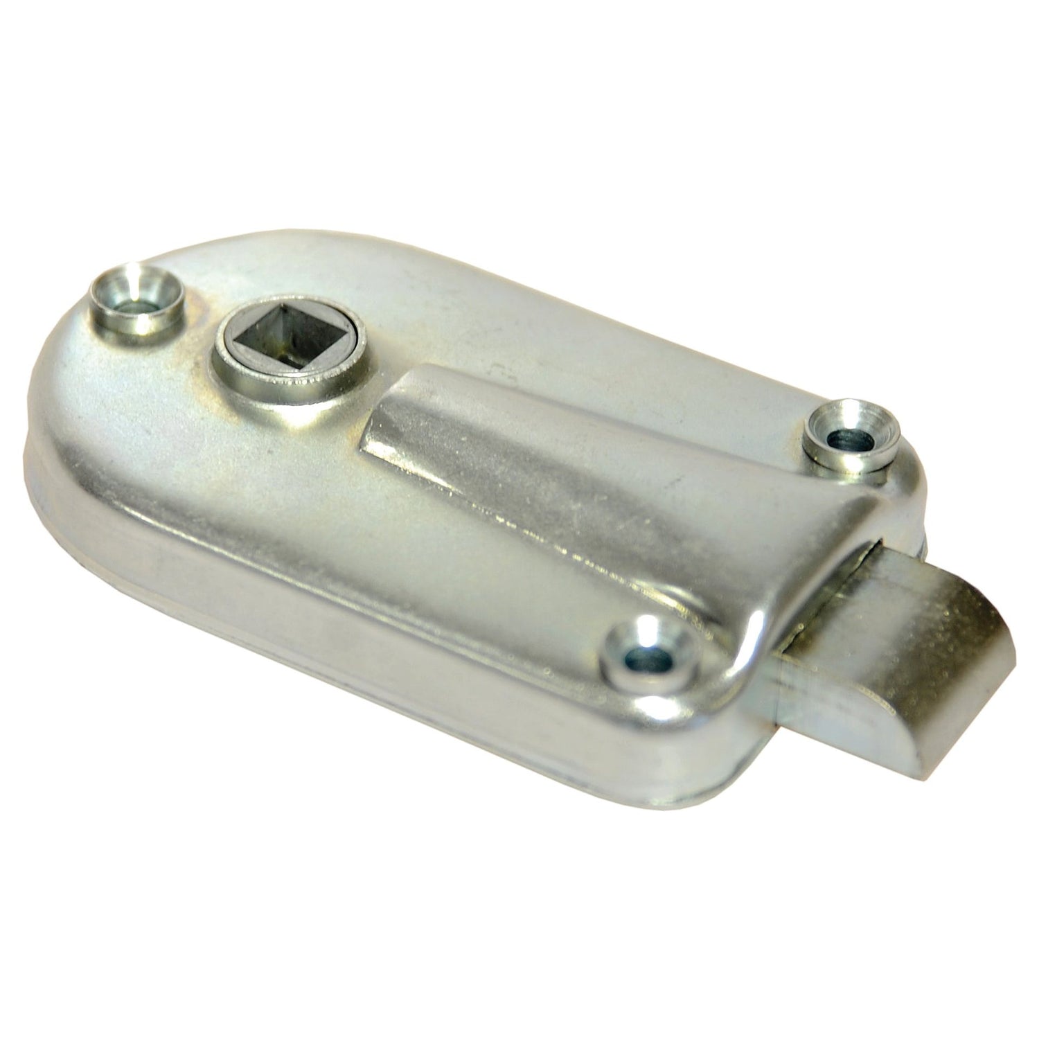 Close-up image of a metallic locking mechanism, reminiscent of a Sparex Door Latch (Sparex Part No. S.68983), with a rectangular slot and two visible screws for attachment.