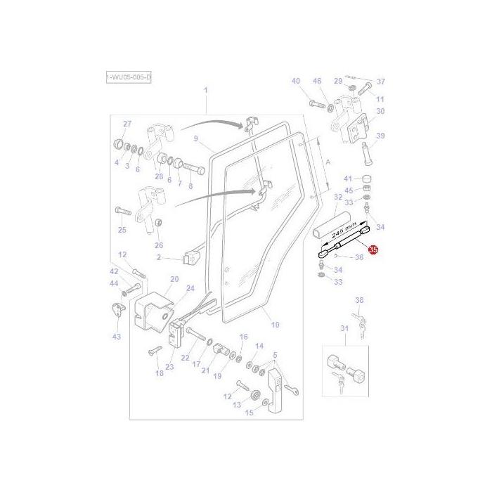 Door Strut - 4347981M1 - Massey Tractor Parts