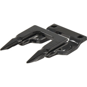 An image of the Double Finger 12mm (Black) two-pronged metal fencing security bracket from Sparex, commonly used for added security on gates or fences. Ideal as a replacement piece that meets Schumacher's high product specifications. Suitable to fit as: 1070101 | Sparex Part No.S.130857.