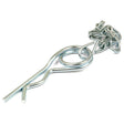 The Double Wound Grip Clip & Chain, Sparex Part No.S.890, from Sparex, often functions similarly to a metal cotter pin with a looped end and bent legs by securing machinery components for enhanced stability.