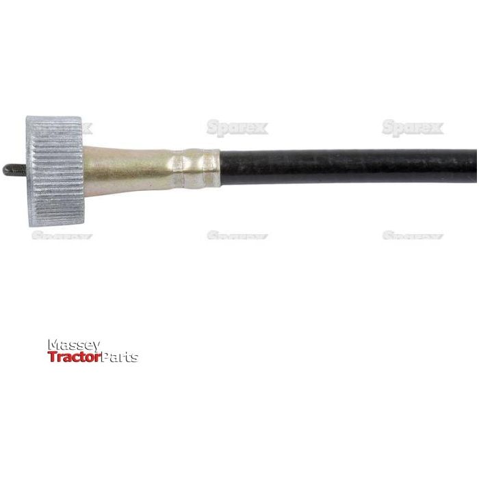 Close-up of a Sparex Drive Cable with a metallic connector on one end, text "Massey Tractor Parts" at the bottom left. Product Name: Drive Cable - Length: 1016mm, Outer cable length: 985mm. | Sparex Part No.S.57422