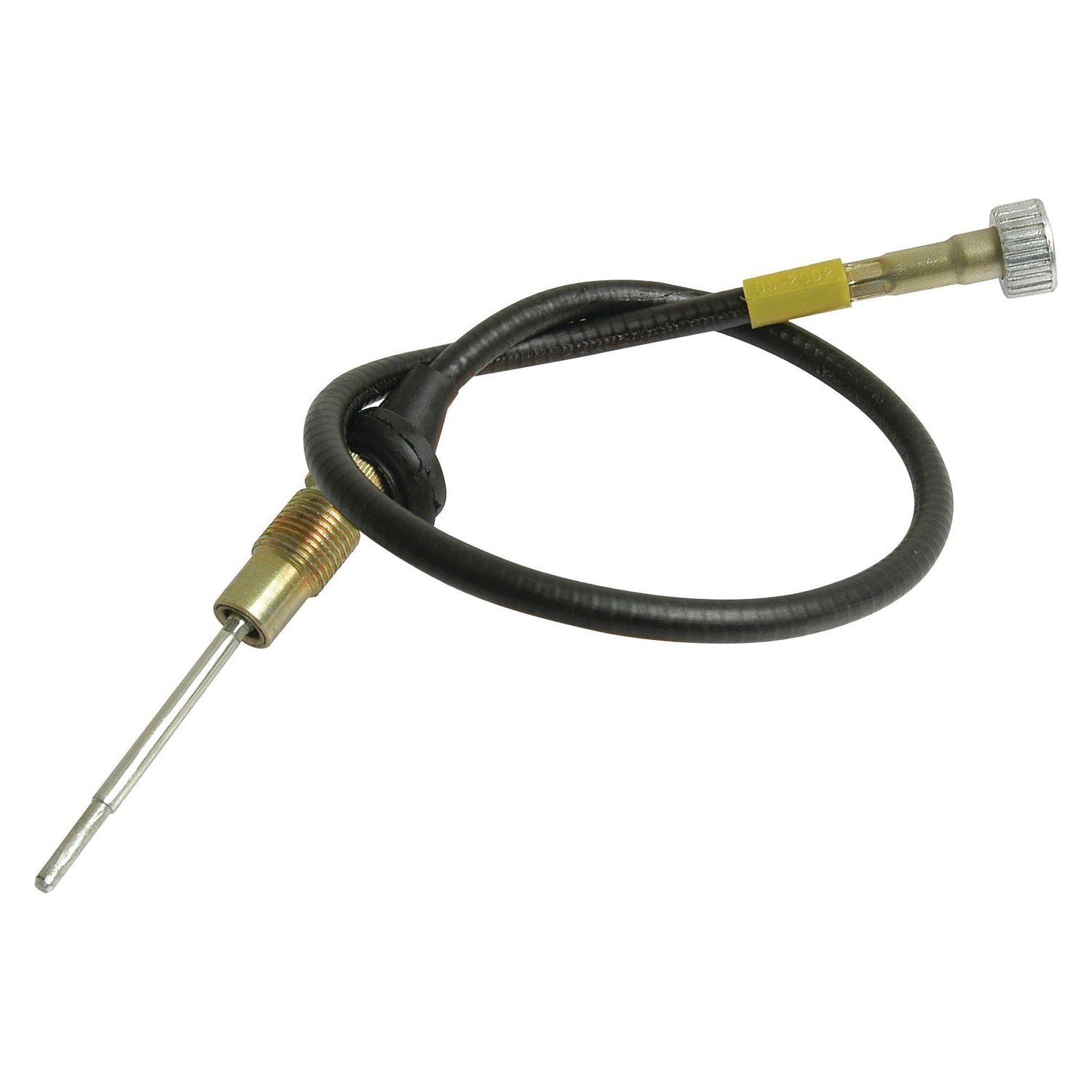 The Sparex Drive Cable (Sparex Part No. S.58854) measures 650mm in length with an outer cable length of 630mm. Featuring black flexible construction and durable metal connectors on both ends, this reliable component is essential for various controls or readings in automotive or mechanical systems, particularly known for its dependability in John Deere machinery.