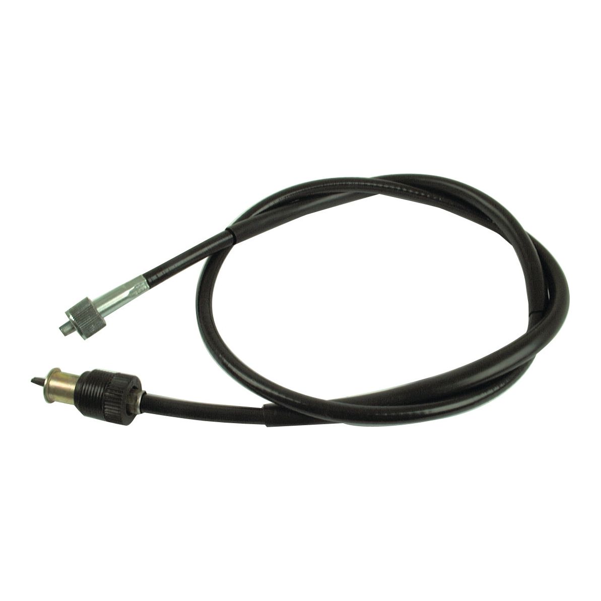 The Sparex Drive Cable (Sparex Part No. S.71979) features a coiled black design and metallic connectors on both ends, making it suitable for mechanical or electronic applications. With an outer cable length of 745mm and a total length of 960mm, it offers the durability and flexibility ideal for machinery like the Kubota L2000.