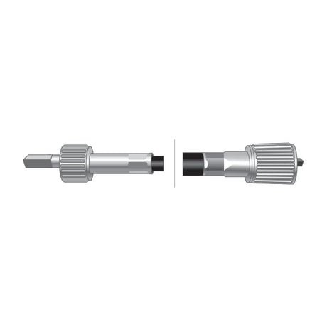 Close-up image of a metal drive cable with a ridged grip, designed for applications requiring precision and stability. The cable, similar to high-quality Kubota equipment, is shown in two separate parts, aligned side by side. Product Name: Drive Cable - Length: 983mm, Outer cable length: 940mm | Sparex Part No. S.71980 | Brand Name: Sparex