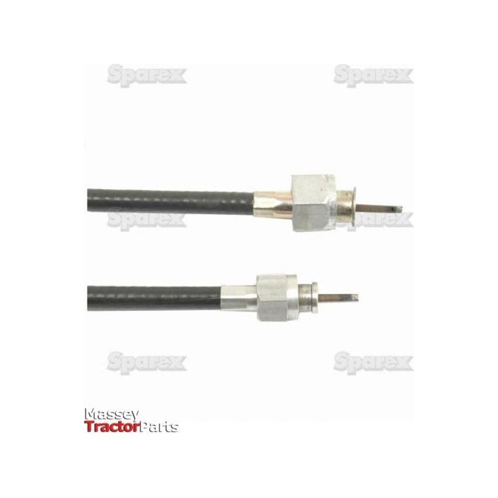 Close-up image of the Drive Cable - Length: 938mm, Outer cable length: 698mm, displayed with the "Sparex" logo in the background and the "Massey Tractor Parts" logo in the corner. [Sparex Part No. S.57350]