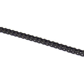 A close-up of a black Sparex Drive Chain - Simplex, 60-1 H (5M) | Sparex Part No. S.37412, used for machinery or bicycles, shown against a white background.