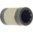 A jagged-edged cylindrical metal tool piece, likely part of a socket, commonly used in the maintenance of Drive Train Coupling systems for Allis Chalmers machines, could very well be the Sparex Drive Train Coupling (Sparex Part No. S.62349).