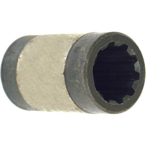 A jagged-edged cylindrical metal tool piece, likely part of a socket, commonly used in the maintenance of Drive Train Coupling systems for Allis Chalmers machines, could very well be the Sparex Drive Train Coupling (Sparex Part No. S.62349).