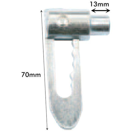 Droplok Pin - Weld on type (13mm) by Sparex, dimensions: 70mm in height and 13mm in width, features a serrated edge ideal for Weld On applications. For detailed manufacture information, refer to Sparex documentation, Part No. S.649.