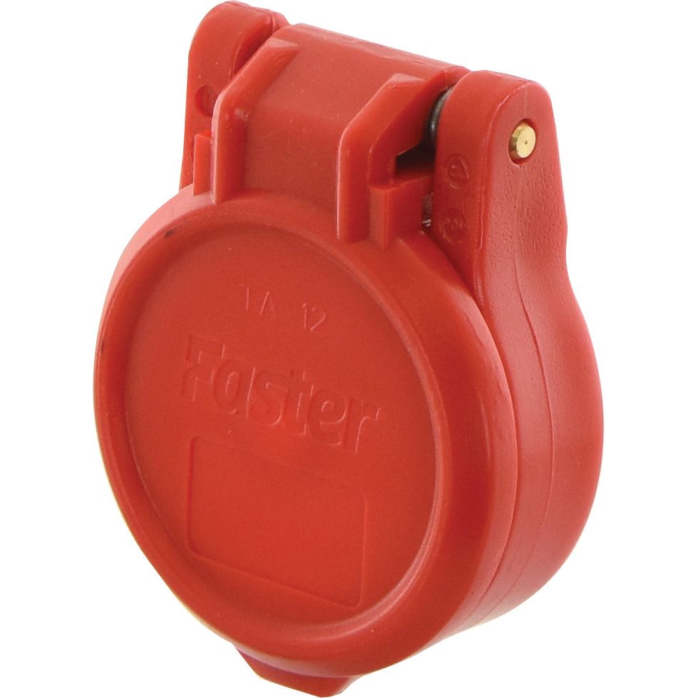 Red electrical lockout device with a circular design and a visible hinge, used for safety purposes to prevent accidental electrical activation. The brand name "Sparex" is embossed on the front, resembling the Faster Dust Cap 1/2'' Red Fits Female Coupling - TA Series TA12R - S.112753 in its robust construction and precision.