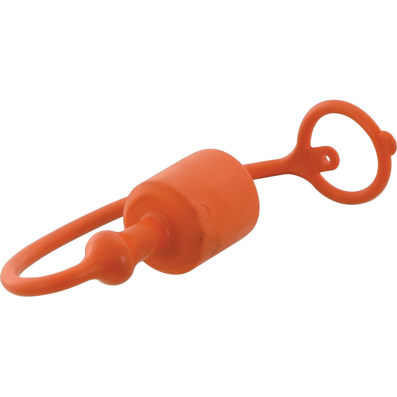 The Faster Dust Cap by Sparex, model TF12A from the TF Series (S.112762), is an orange PVC electrical lockout device with a looped handle and a cylindrical central part, designed to fit 1/2'' male couplings.