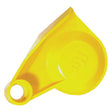 The Sparex Dust Cover for Couplings (Part No. S.28621) is a yellow cover with a circular section and "KV" embossed on its surface, ideal for protecting couplings.