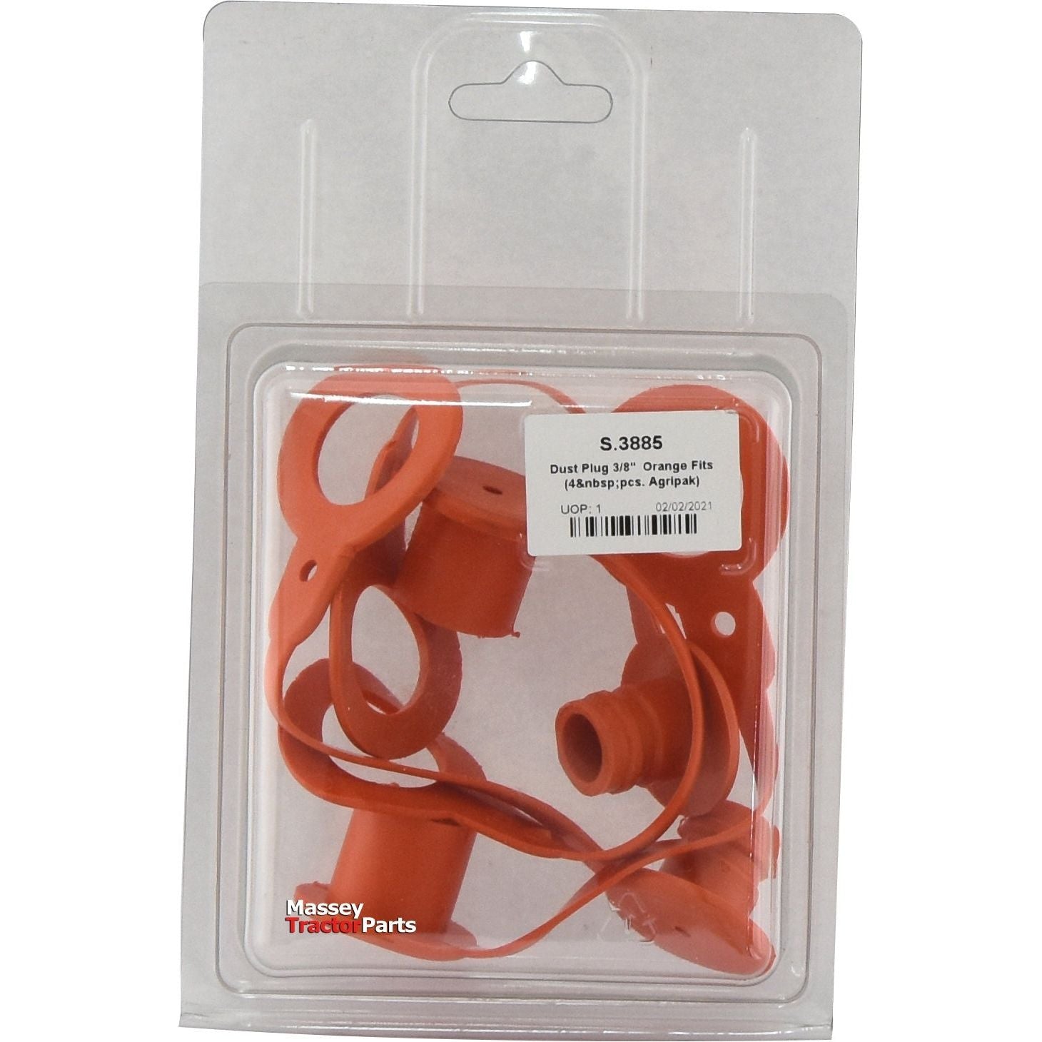 Sparex Dust Cover Set Orange PVC Fits 3/8'' Male & Female Coupling (Agripak 4&nbsp;pcs.) - S.3885 - Farming Parts