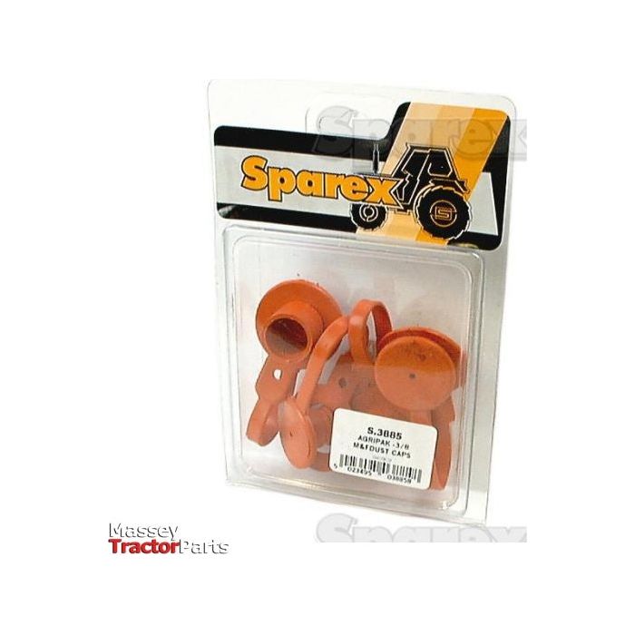 Sparex Dust Cover Set Orange PVC Fits 3/8'' Male & Female Coupling (Agripak 4&nbsp;pcs.) - S.3885 - Farming Parts