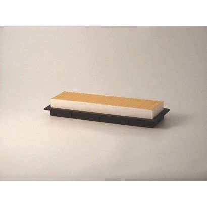 A Dust Filter by Sparex (Sparex Part No.S.105532), featuring a pleated paper filter element and carbon media, encased in a black plastic frame, placed on a plain surface.