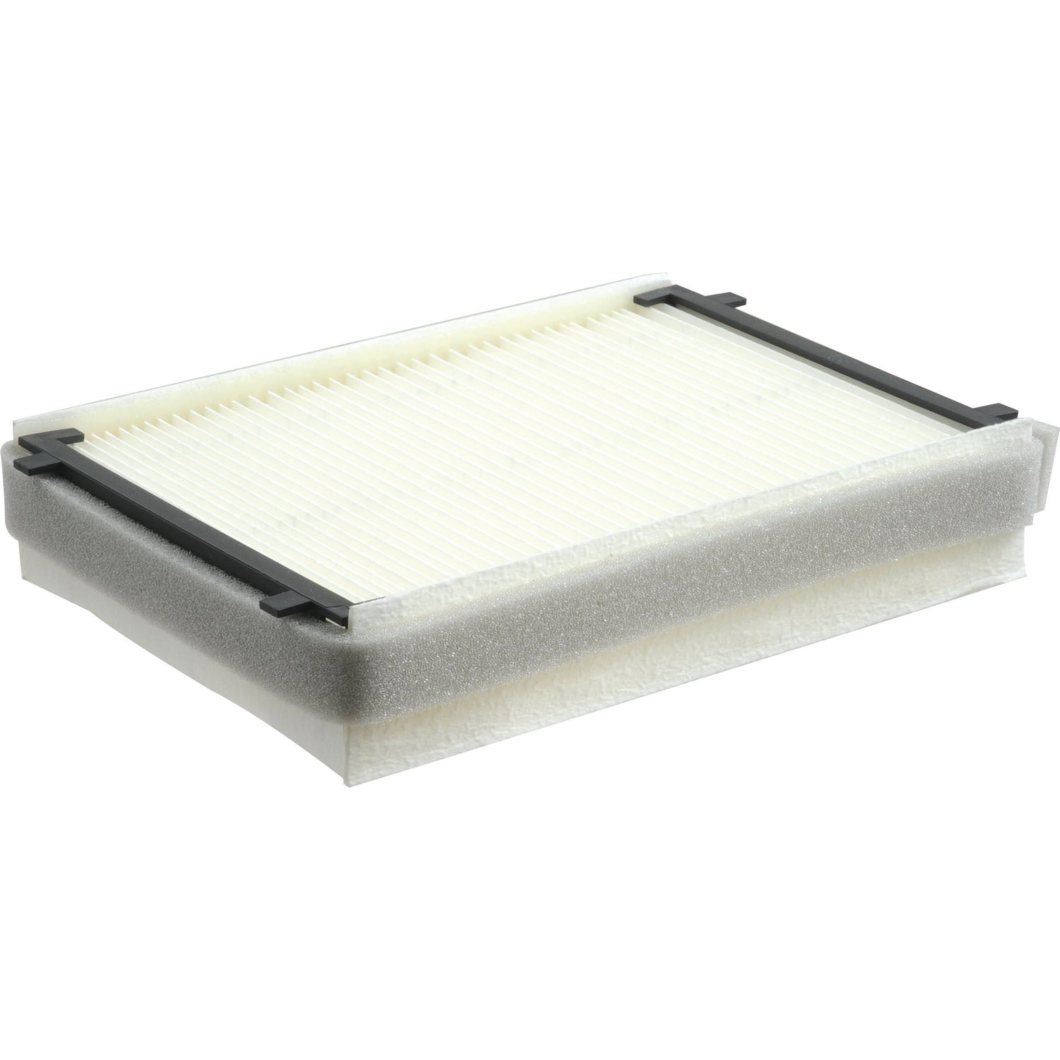 Dust Filter | Sparex Part No.S.105533 by Sparex: a rectangular pleated air filter with a black plastic frame and foam border, featuring advanced carbon technology.