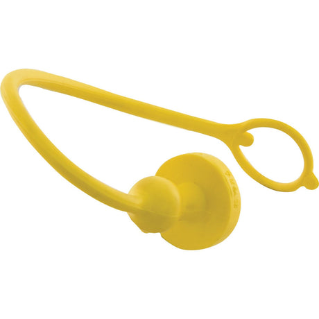 The Sparex Faster Dust Plug Yellow PVC Fits 3/4'' Female Coupling - TMA Series TMA34 - S.112787 is a versatile product featuring a circular loop on one end and a suction cup on the other, made from durable plastic.