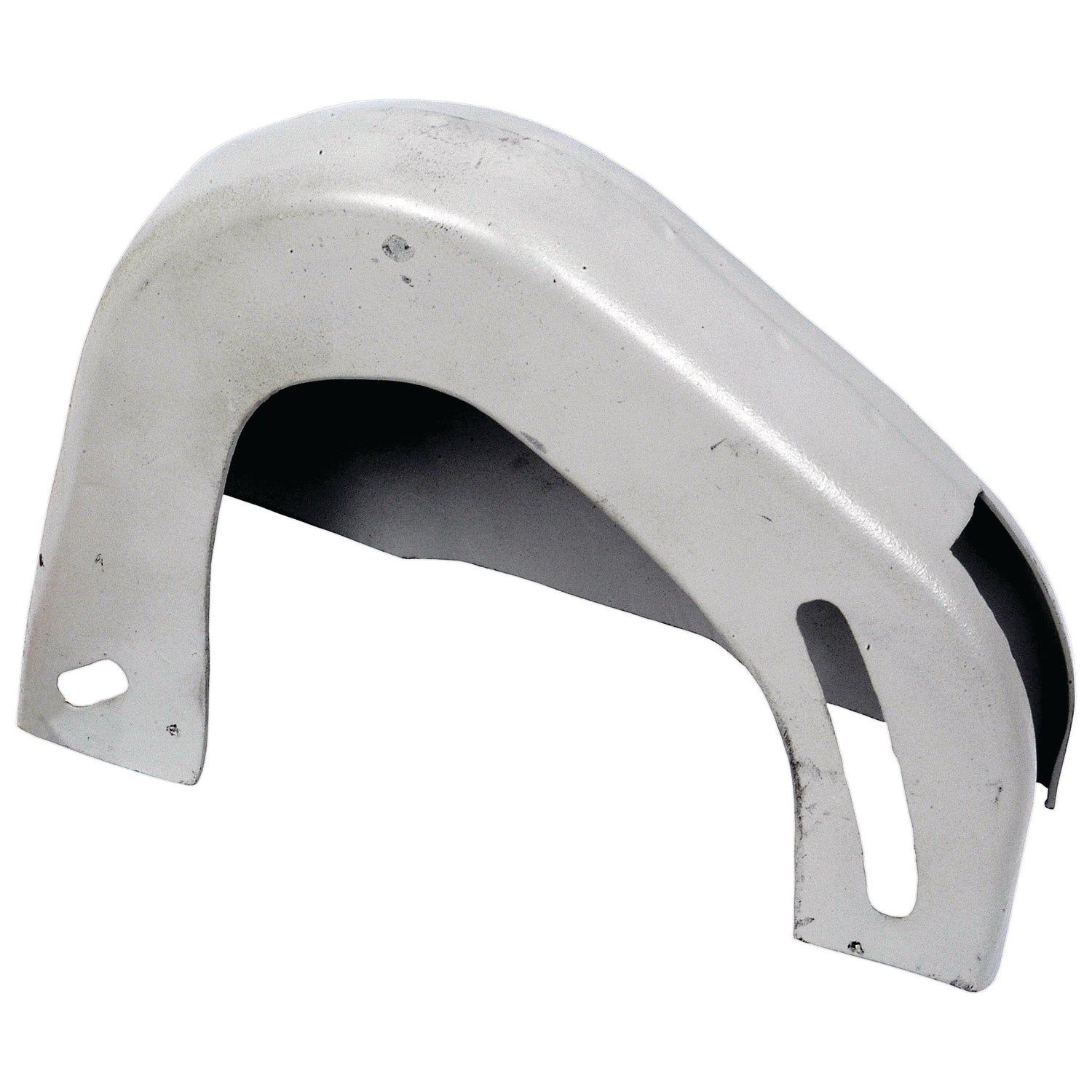 A metal bracket with a curved structure and mounting holes on both ends, perfect for adding extra support to your Dynamo Guard (Sparex Part No. S.43119) and compatible with Sparex and Massey Ferguson equipment.