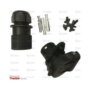 3 Pin Auxiliary Socket With 2 bolt Fixing Female Pin (Plastic)
 - S.115198 - Farming Parts