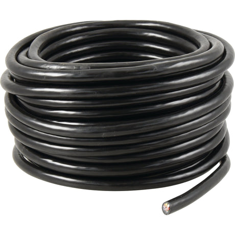 A coiled black Electrical Cable - 13 Core, 1.5mm² Cable, with one end exposed, revealing the internal wires. This product is offered by Sparex (Part No.S.139731) and comes in a length of 25 meters.