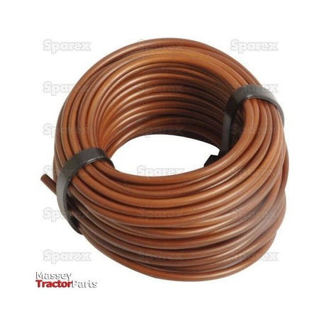 A 10-meter coiled length of Electrical Cable - 1 Core, 1.5mm² Cable, Brown (Agripak) with Sparex Part No. S.25968, secured with two black plastic ties and displayed against a plain white background featuring faint "Sparex" logos.