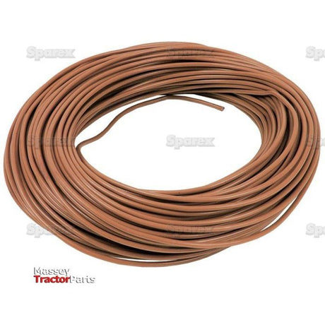 A coiled length of the Electrical Cable - 1 Core, 1.5mm² Cable, Brown (Length: 50M) is displayed against a white background. The text "Massey Tractor Parts" is in the bottom left corner, and the word "Sparex" is repeatedly faintly stamped on the image.