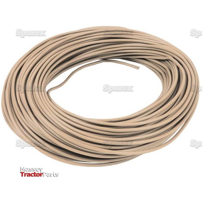 A neatly wound coil of white rubber tubing, displayed against a white background. The image features a "Sparex" watermark and has a "Massey Tractor Parts" logo in the bottom left corner, identifying it as a 50-meter length of 1 core, 1.5mm² electrical cable (Sparex Part No.S.5984).