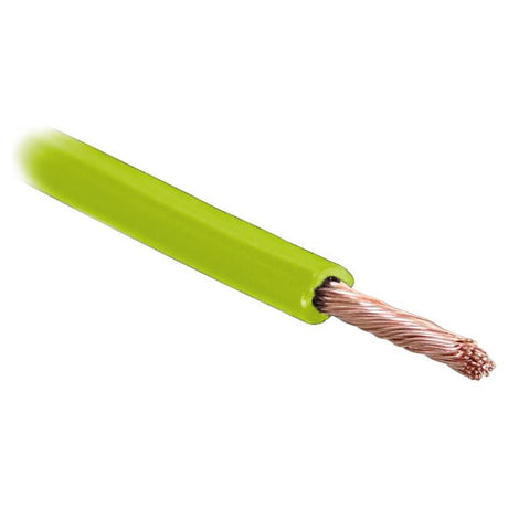 A close-up image of the Sparex Electrical Cable - 1 Core, 2.5mm² in light green (Part No.S.26967) with exposed copper strands at the end.