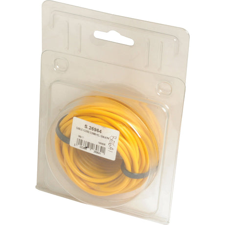 Clear plastic packaging containing a coiled yellow electrical cable, 1 Core, 2.5mm² Cable, Yellow (Length: 10M), with a barcode label and Sparex Part No. S.26964.
