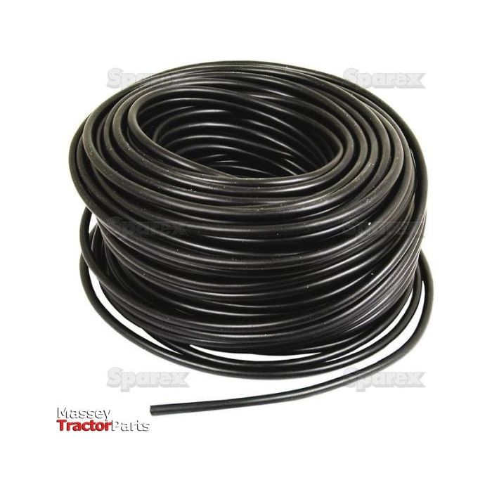 A coiled roll of Electrical Cable - 1 Core, 6mm² Cable, Black (Length: 50M) | Sparex Part No.S.51924 is displayed against a white background. The text "Sparex" and "Massey TractorParts" is visible in the image.