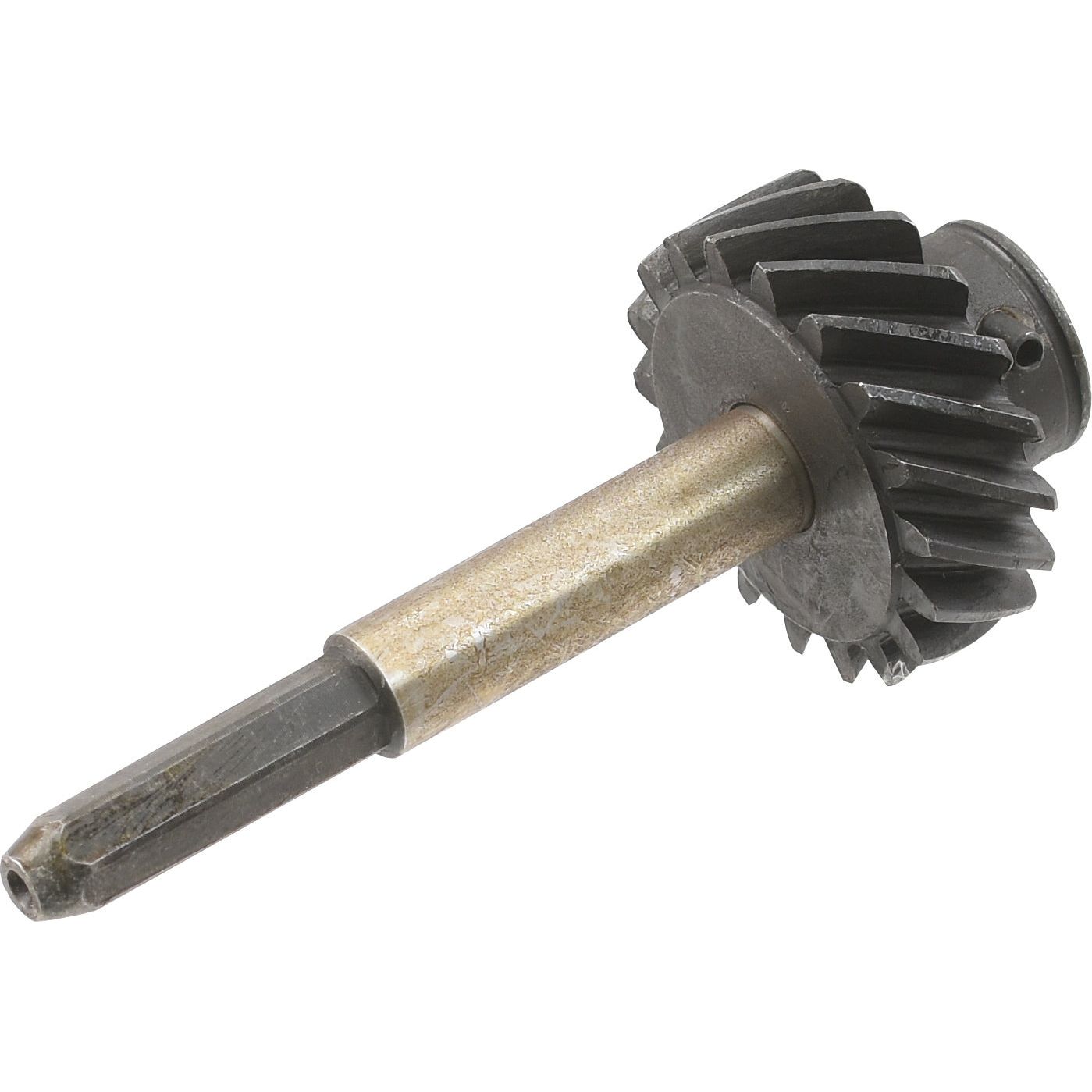 An Engine Oil Pump Gear and Shaft Assembly (Sparex Part No. S.65267) from Sparex, featuring a metallic construction with multiple teeth, is displayed against a white background. This assembly is suitable for use in a Ford/New Holland engine oil pump.