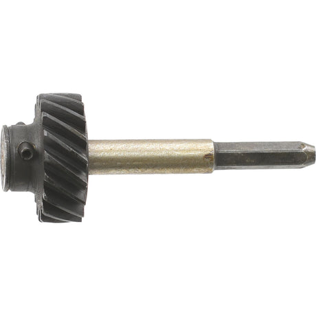 An image of the Engine Oil Pump Gear and Shaft Assembly, Sparex Part No. S.65267, featuring a metal gear shaft with a spiral gear at one end and a cylindrical body extending from it, typically used in Ford/New Holland engine oil pump assemblies.