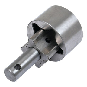 A metal cylindrical component with a shaft, featuring a hollow center and various cutouts, likely part of a mechanical or industrial assembly such as the Engine Oil Pump Rotor And Shaft Kit (Sparex Part No. S.42863) from the brand Sparex, commonly used in diesel engines or Massey Ferguson machinery.