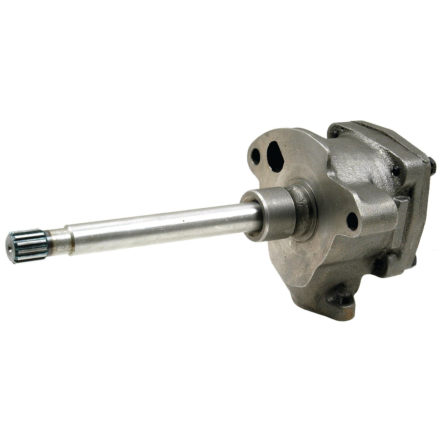 Image of a metallic automotive part featuring a cylindrical rod attached to a gear housing, likely the Sparex Engine Oil Pump (Sparex Part No. S.41935) designed for Massey Ferguson engines.