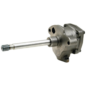 Image of a mechanical component, likely a part of a larger machine, featuring a long metal shaft and a blocky, textured housing with mounting holes. This could be an Engine Oil Pump by Sparex (Sparex Part No. S.41935), suitable for Perkins machinery or Massey Ferguson equipment.