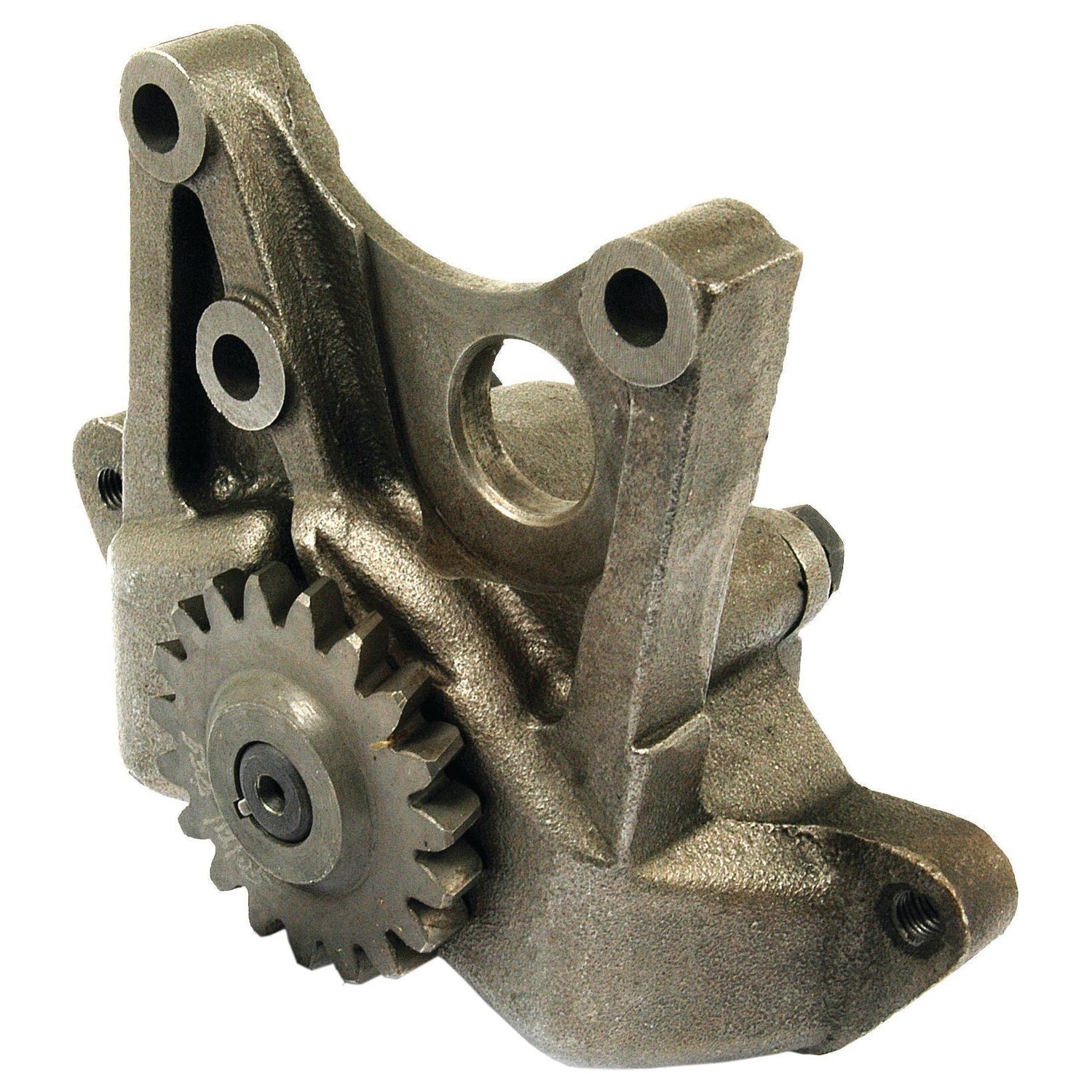 Close-up of an industrial metal gear mechanism with multiple mounting points, showcasing its structural components and precision engineering design, akin to the quality seen in the Sparex Engine Oil Pump (Part No. S.42434).