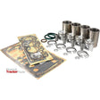 A Sparex Engine Overhaul Kit without Valve Train (Finished) - S.58874 featuring pistons, cylinder sleeves, gaskets, rings, and additional components laid out.
