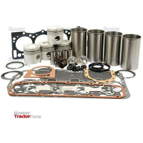 A collection of engine components, including gaskets, piston rings, and cylinders, displayed on a white background. The parts are branded "Sparex" and include items compatible with the Ford BSD444 engine overhaul kit (Engine Overhaul Kit without Valve Train (Unfinished) - S.66095).