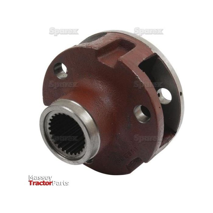 The Epicycle Gear Carrier Unit, indicated by Sparex Part No.S.41573, is a mechanical metal part branded as "Sparex." It features a central circular hole and several smaller holes. The carrier unit has a reddish-brown exterior with a metallic inner section and is compatible with Massey Ferguson models.