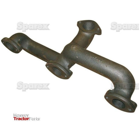 A metal Exhaust Manifold (4 Cyl.), with multiple connection points, is displayed on a white background. It features the "Sparex" and "Massey Tractor Parts" logos and is compatible with Leyland 255 tractors. This product is listed under Sparex Part No.S.52633.