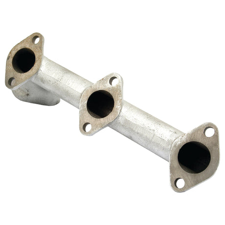 The Sparex Exhaust Manifold (3 Cyl.), part number S.64535, is a metal component specially designed for a Zetor 3011's 3-cylinder engine, featuring three ports and mounting holes on each port.